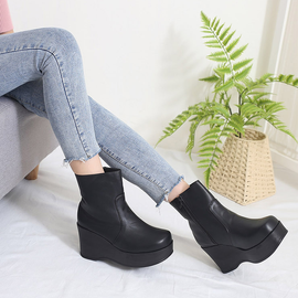 [GIRLS GOOB] Women's Comfortable Wedge Sandal Platform Boots, Synthetic Leather- Made in KOREA